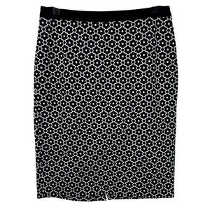 Talbots Floral Black Cream Preppy Pencil Skirt Careerwear Professional Midi Sz 8